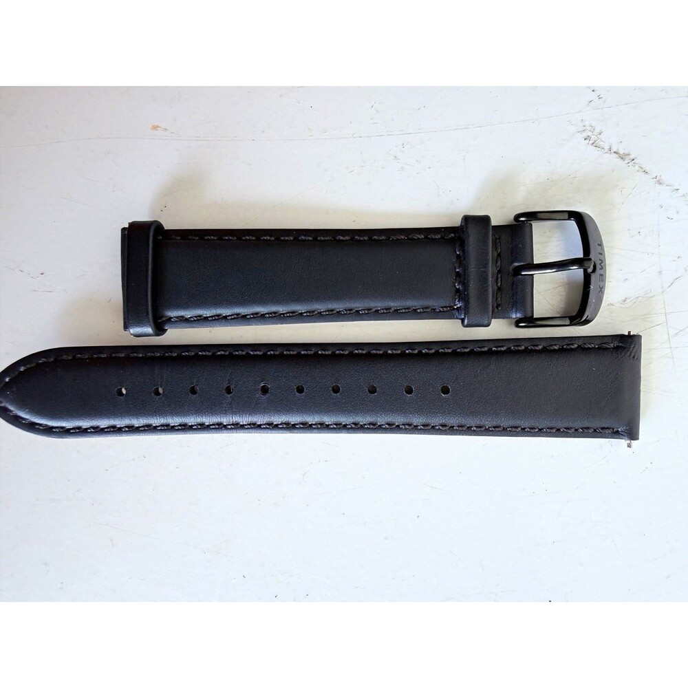 Timex Black Leather Two-Piece Wristwatch Band Strap for Timex, Unisex